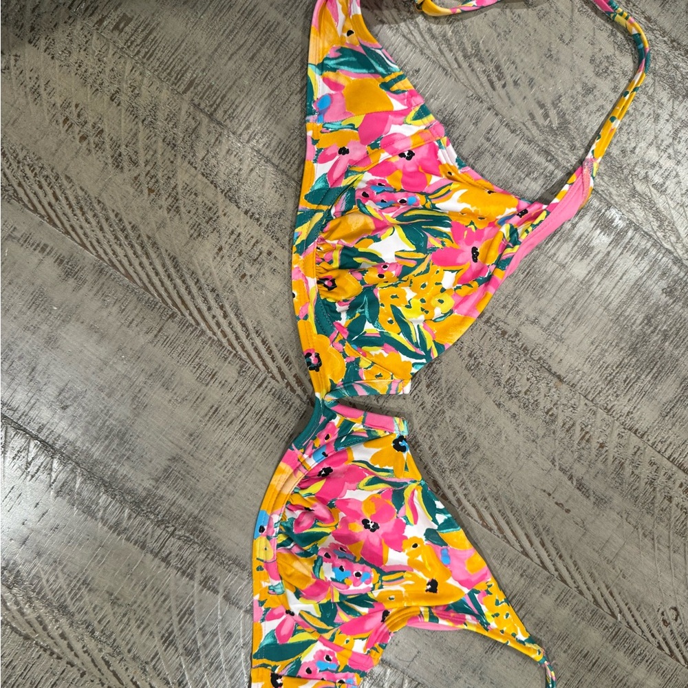 Kids Floral Two-Piece Swim Set - Pink & Yellow